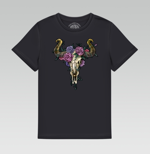 Фотография футболки Череп быка в цветах
