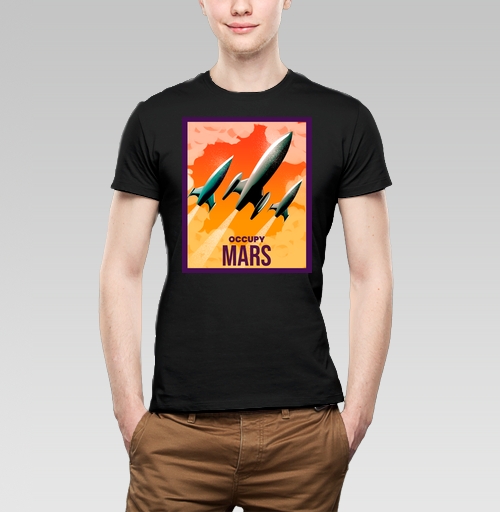 Мужская футболка с рисунком Оккупируй марс 184232, размер 48 (M) &mdash; 44 (XS), цвет чёрный - купить в интернет-магазине Мэриджейн в Москве и СПБ