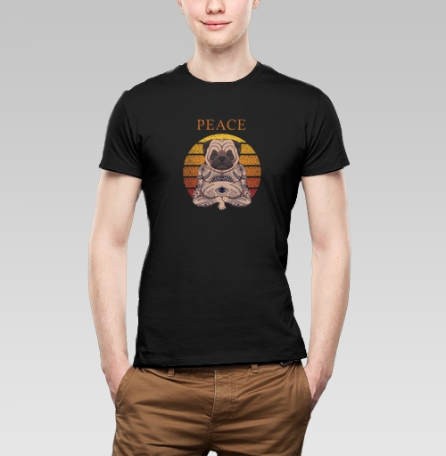 Мужская футболка с рисунком Медитирующий мопс 184293, размер 48 (M) &mdash; 44 (XS), цвет чёрный - купить в интернет-магазине Мэриджейн в Москве и СПБ