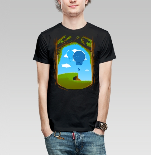 Мужская футболка с рисунком Воздушность.. 21171, размер 46 (S) &mdash; 44 (XS), цвет чёрный - купить в интернет-магазине Мэриджейн в Москве и СПБ
