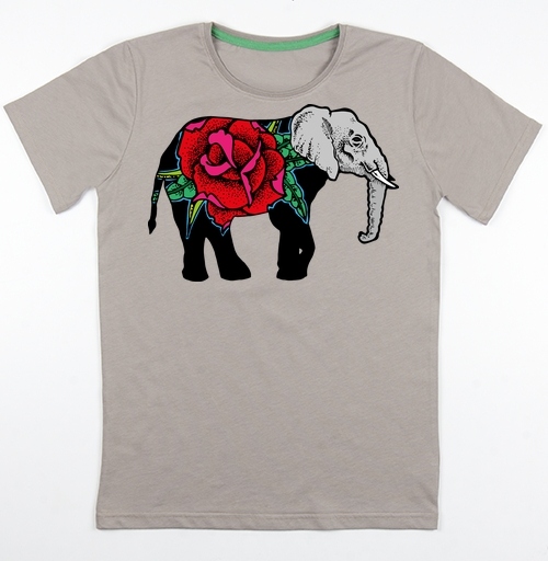 Фотография футболки Слон и роза