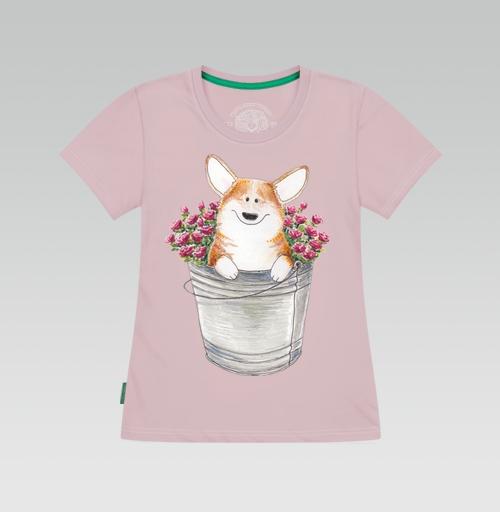 Фотография футболки Корги и розы