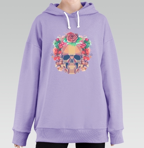 Фотография футболки Polygonal human skull and watercolor wreath.Los muertos.