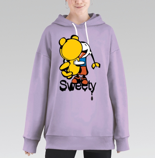 Фотография футболки Девочка обнимает плюшевого мишку с языком Sweety