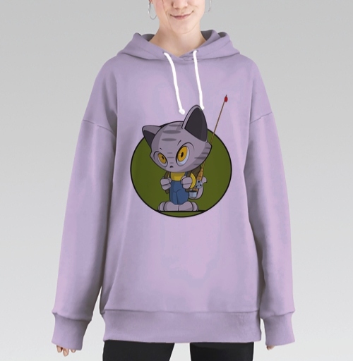 Фотография футболки Мультяшный кот-рыболов в комбинезоне