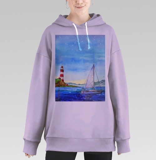 Фотография футболки Яхта и маяк в море