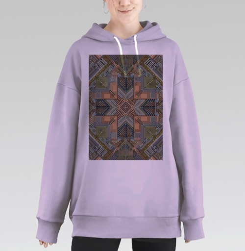Фотография футболки геометрический орнамент симметричный узор коричневый зелёный бежевый