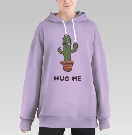 Фотография футболки Зелёный улыбающийся кактус просит обниматься Hug Me