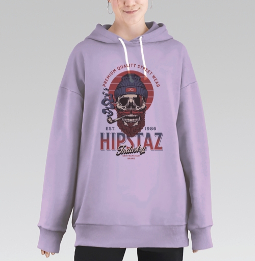 Фотография футболки Череп хипстер с трубкой и бородой для одежды street wear