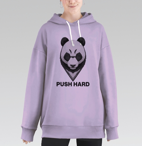 Фотография футболки Мотивирующий принт с панды «PUSH HARD»