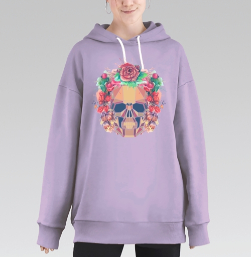 Фотография футболки Polygonal human skull and watercolor wreath.Los muertos.