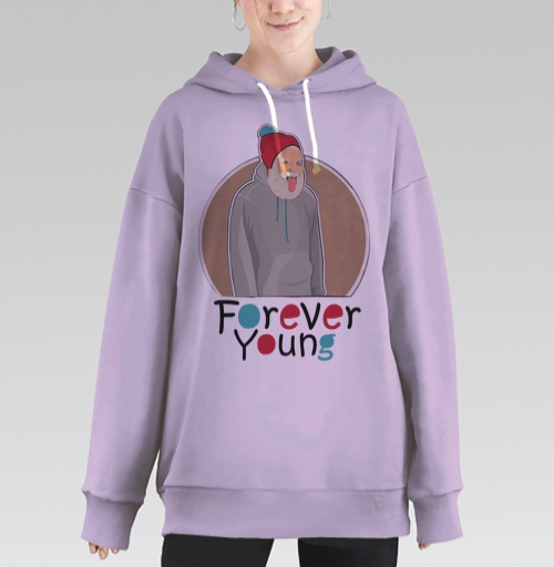 Фотография футболки Веселый старик Forever Young с яркой шапкой