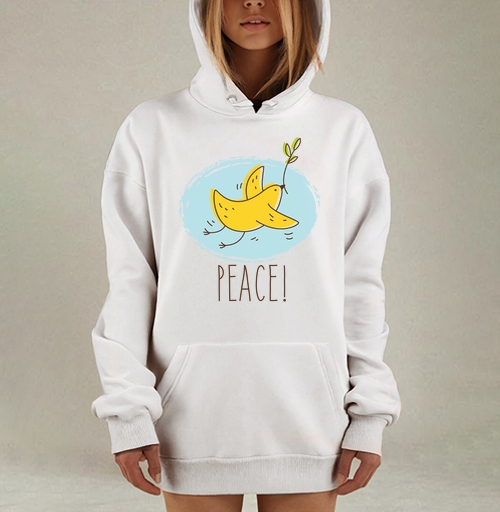 Фотография футболки Банан-птица 'PEACE!' — символ мира и юмора