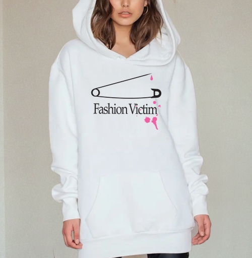 Фотография футболки Белая английская булавка c розовыми пятнами Fashion Victim