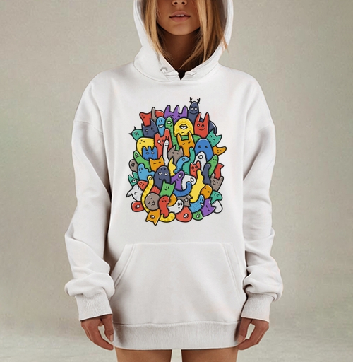 Фотография футболки Весёлое собрание мультяшных монстров doodle art