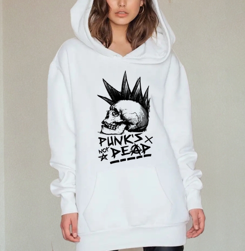 Фотография футболки Череп с ирокезом PUNKS NOT DEAD – панк-графика