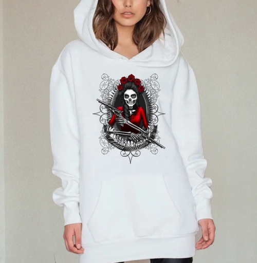 Фотография футболки Картина Santa Muerte: мистический скелет в красном платье