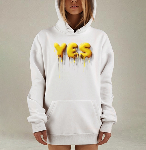 Фотография футболки Объемные желтые капающие буквы да Yes