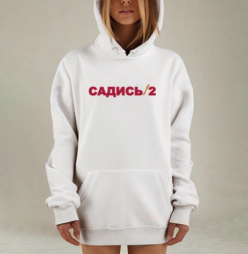 Фотография футболки Красный текст Садись с ручками черный фон