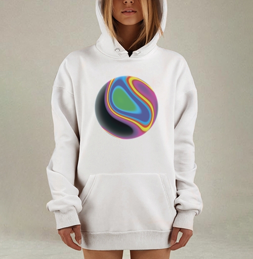 Фотография футболки Абстрактные плавные переходы цвета синего зелёного жёлтого чёрного