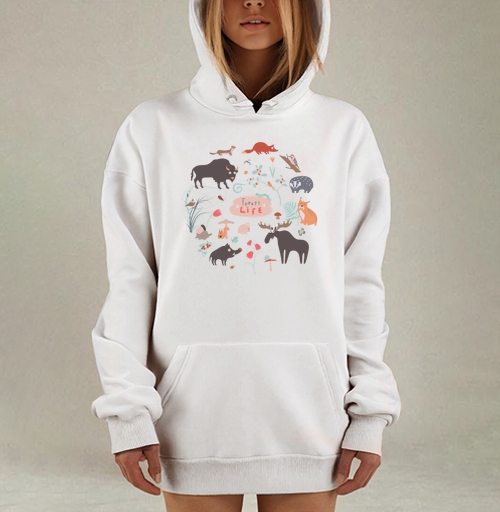 Фотография футболки Лесные животные встречают друг друга Лесная жизнь