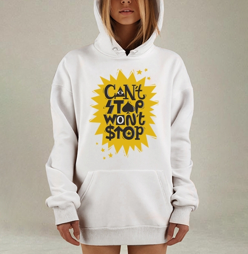 Фотография футболки Надпись Cant stop wont stop Не остановлюсь Мотивация Типографика Успех