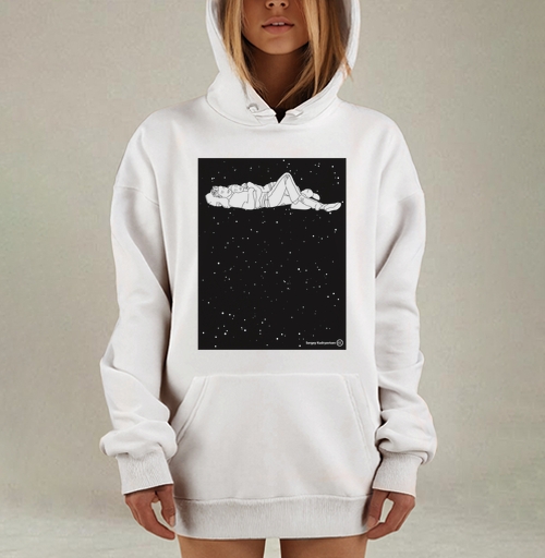 Фотография футболки Умиротворяющий нежный минималистичный контурный эскиз спящая пара объятия