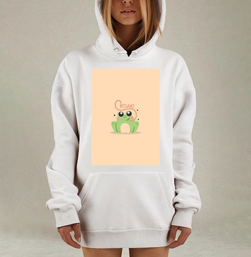 Фотография футболки Милая лягушка с каллиграфическим языком «CROAK!»