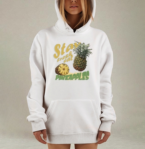 Фотография футболки Свежий ананас с натуральной текстурой и надписями pineapples
