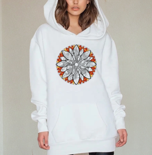 Фотография футболки Mandala/Мандала симметричный зентангл узор для созерцания медитативного черно белого
