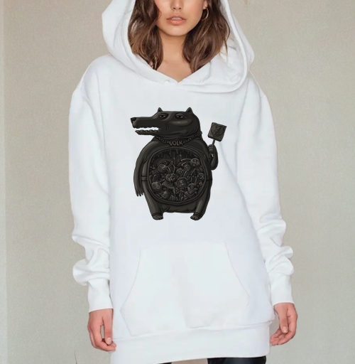Фотография футболки Стилизованный Волк с кроликами внутри необычным сюжетом