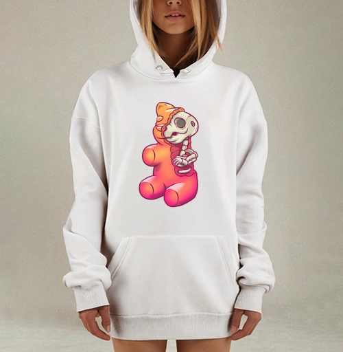 Фотография футболки Мультяшный мармеладный мишка с забавным костяным скелетом
