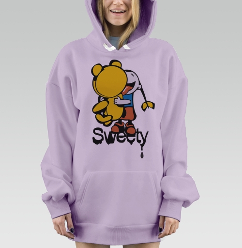 Фотография футболки Девочка обнимает плюшевого мишку с языком Sweety