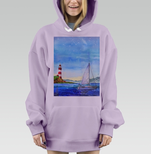 Фотография футболки Яхта и маяк в море