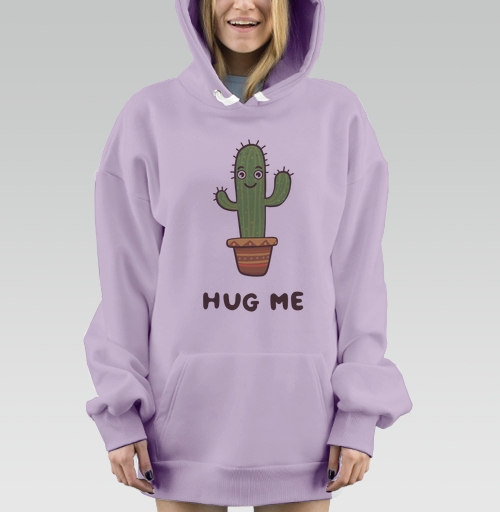 Фотография футболки Зелёный улыбающийся кактус просит обниматься Hug Me