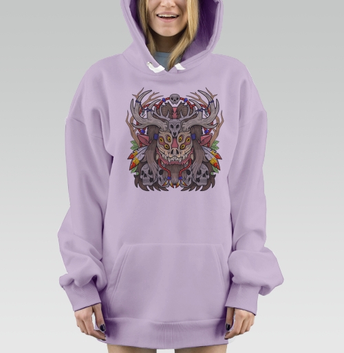 Фотография футболки Мифический тотем с оленими рогами и черепами