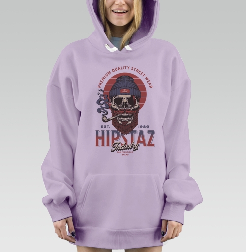 Фотография футболки Череп хипстер с трубкой и бородой для одежды street wear