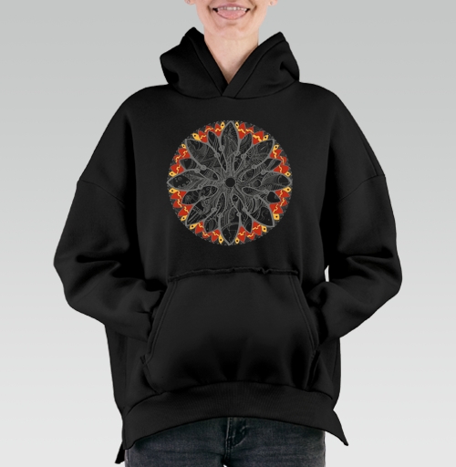 Фотография футболки Mandala/Мандала симметричный зентангл узор для созерцания медитативного черно белого