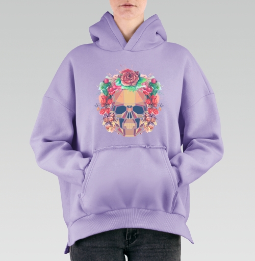 Фотография футболки Polygonal human skull and watercolor wreath.Los muertos.