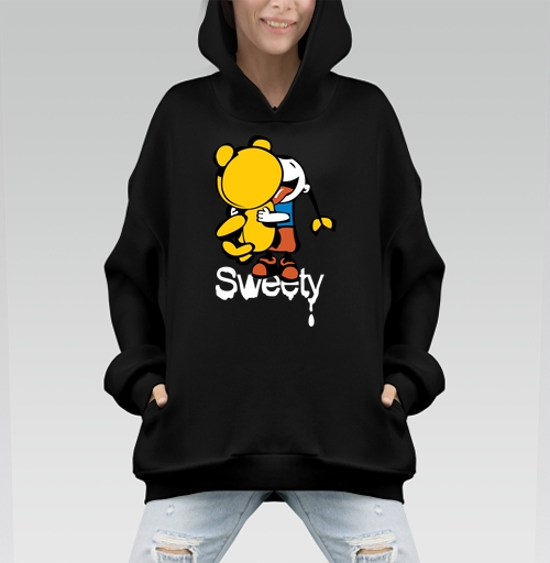 Фотография футболки Девочка обнимает плюшевого мишку с языком Sweety