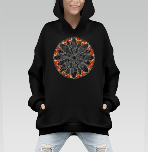 Фотография футболки Mandala/Мандала симметричный зентангл узор для созерцания медитативного черно белого