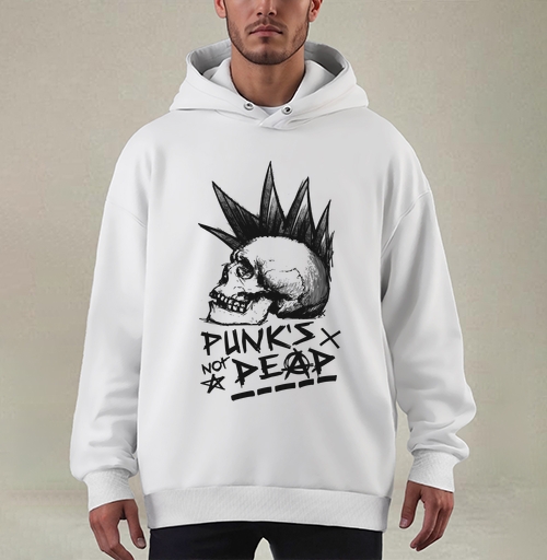 Фотография футболки Череп с ирокезом PUNKS NOT DEAD – панк-графика