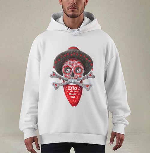 Фотография футболки Череп с сомбреро Día de los Muertos яркий арт