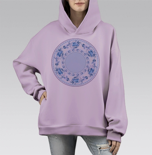 Фотография футболки Классический гжельский орнамент с синими цветами