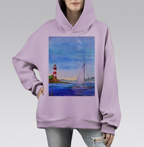 Фотография футболки Яхта и маяк в море