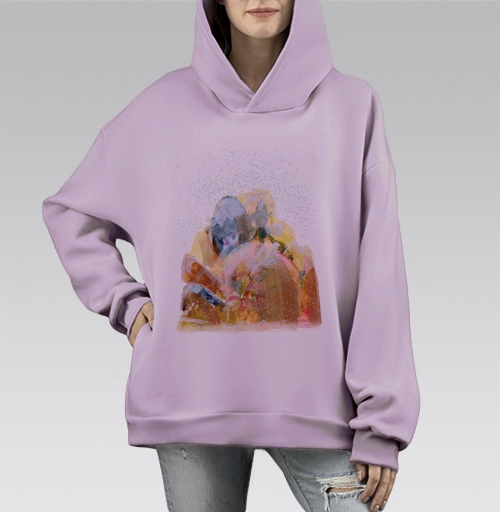 Фотография футболки Акварельные горы с абстрактным пейзажем и мягкими переходами цвета