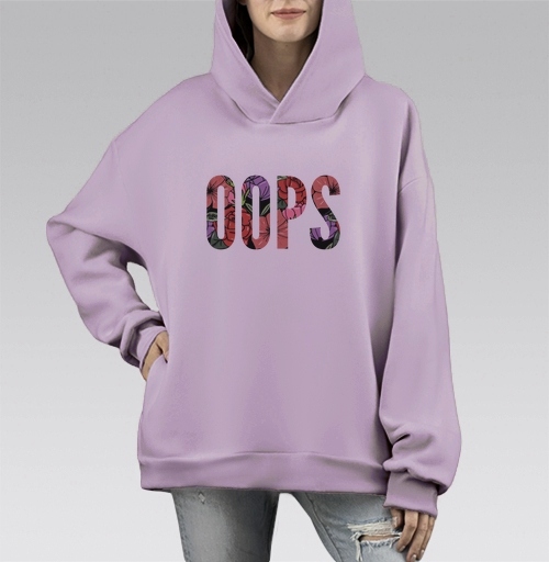 Фотография футболки Цветочная Надпись Ошибка OOPS на Сером фоне