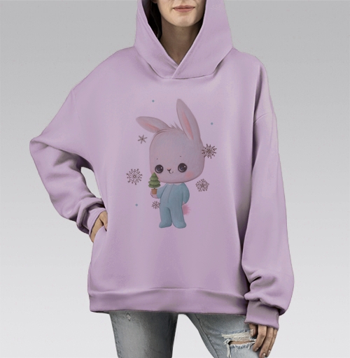 Фотография футболки Милый новогодний зайчик с ёлкой для детей и взрослых