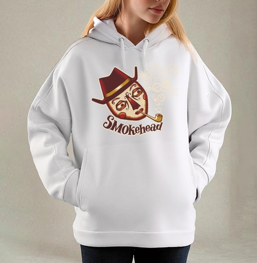 Фотография футболки Smokehead Дымоголовый задумчивый мужчина курит трубку узоры дыма