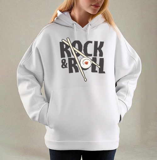 Фотография футболки Рок-н-ролльная подача суши с черепом и палочками ROCK ROLL